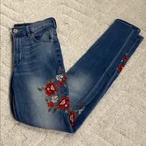 High waisted express embroidered jeans